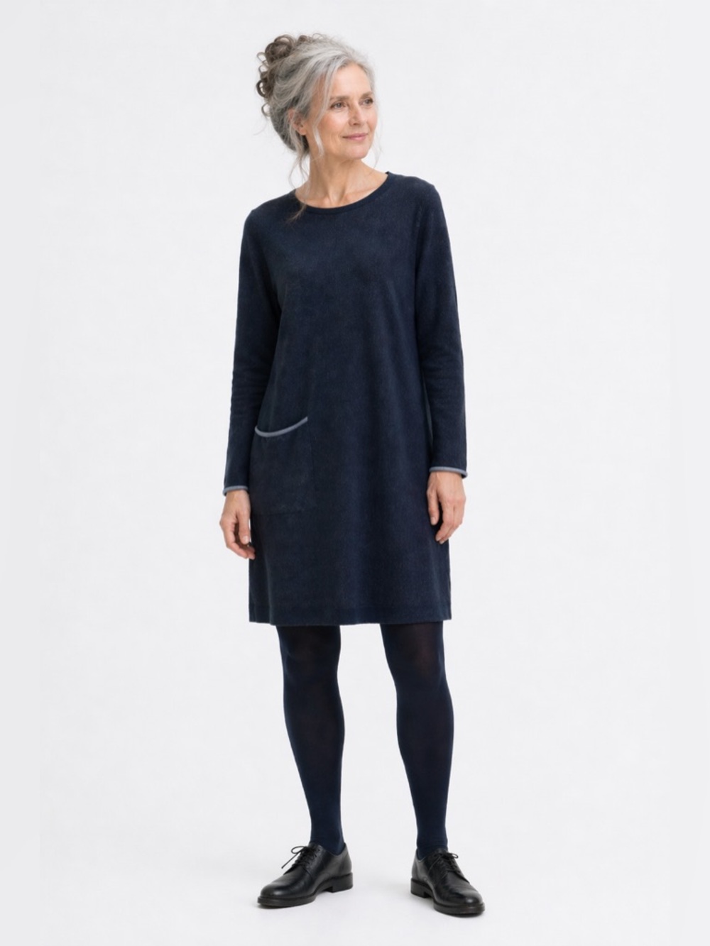 Gudrun Sjoden black organic cotton sweater dress size small shift Lagenlook Art